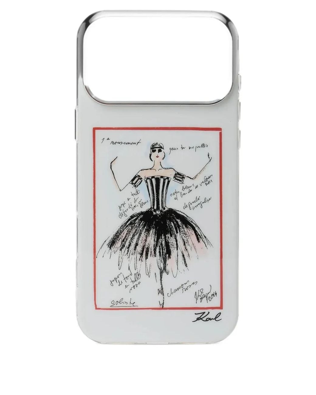 Karl Lagerfeld White Sketches Iphone 17 Pro Max Case