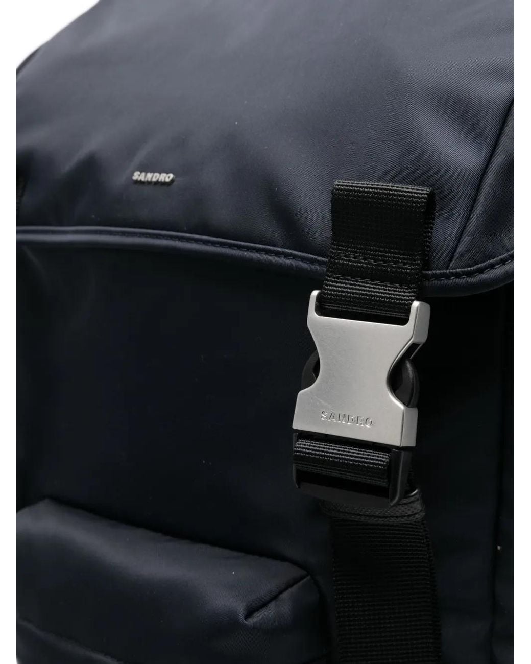 Sandro Black Nylon Backpack for men