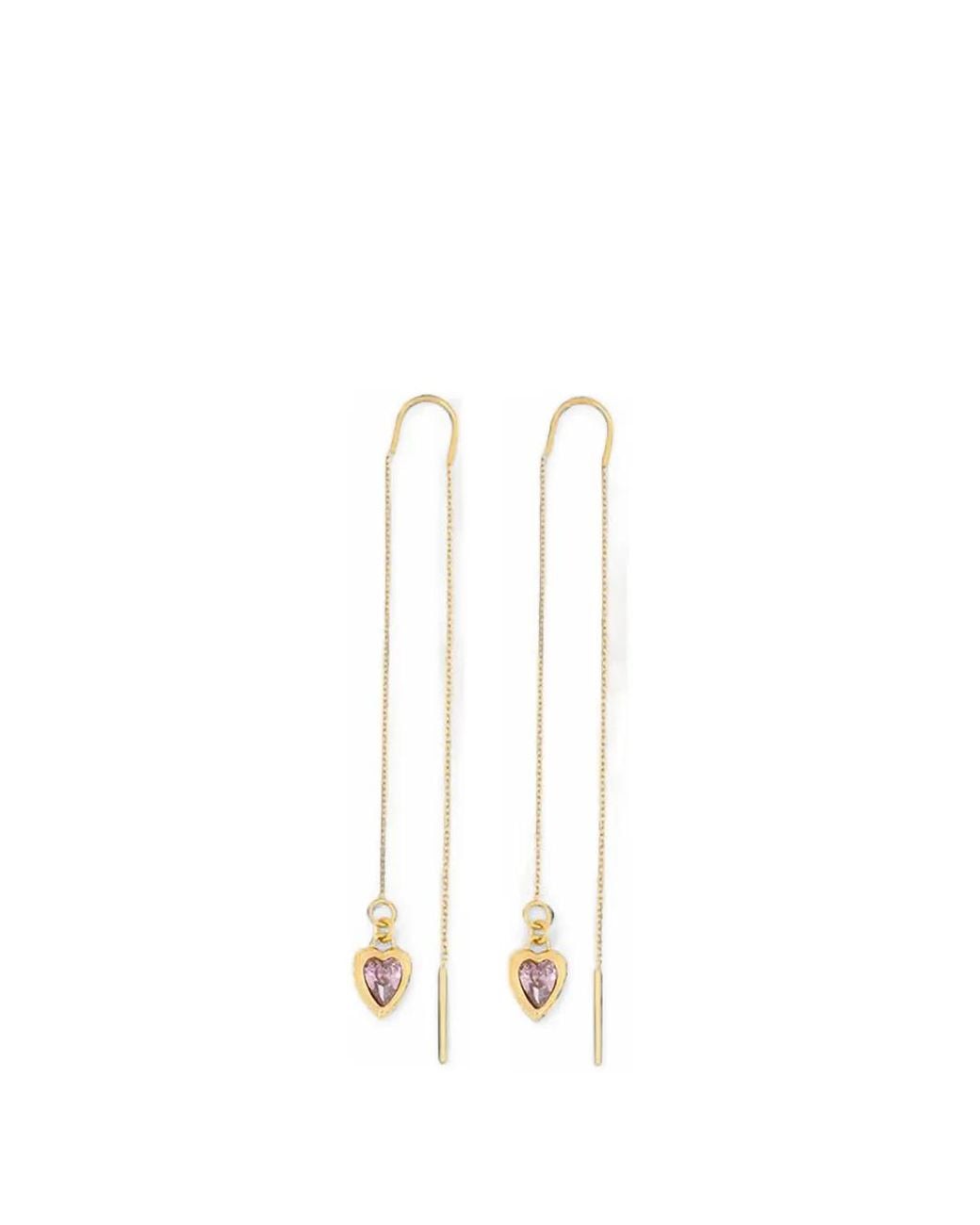 Guess White Heart-Charm Pull-Through Earrings