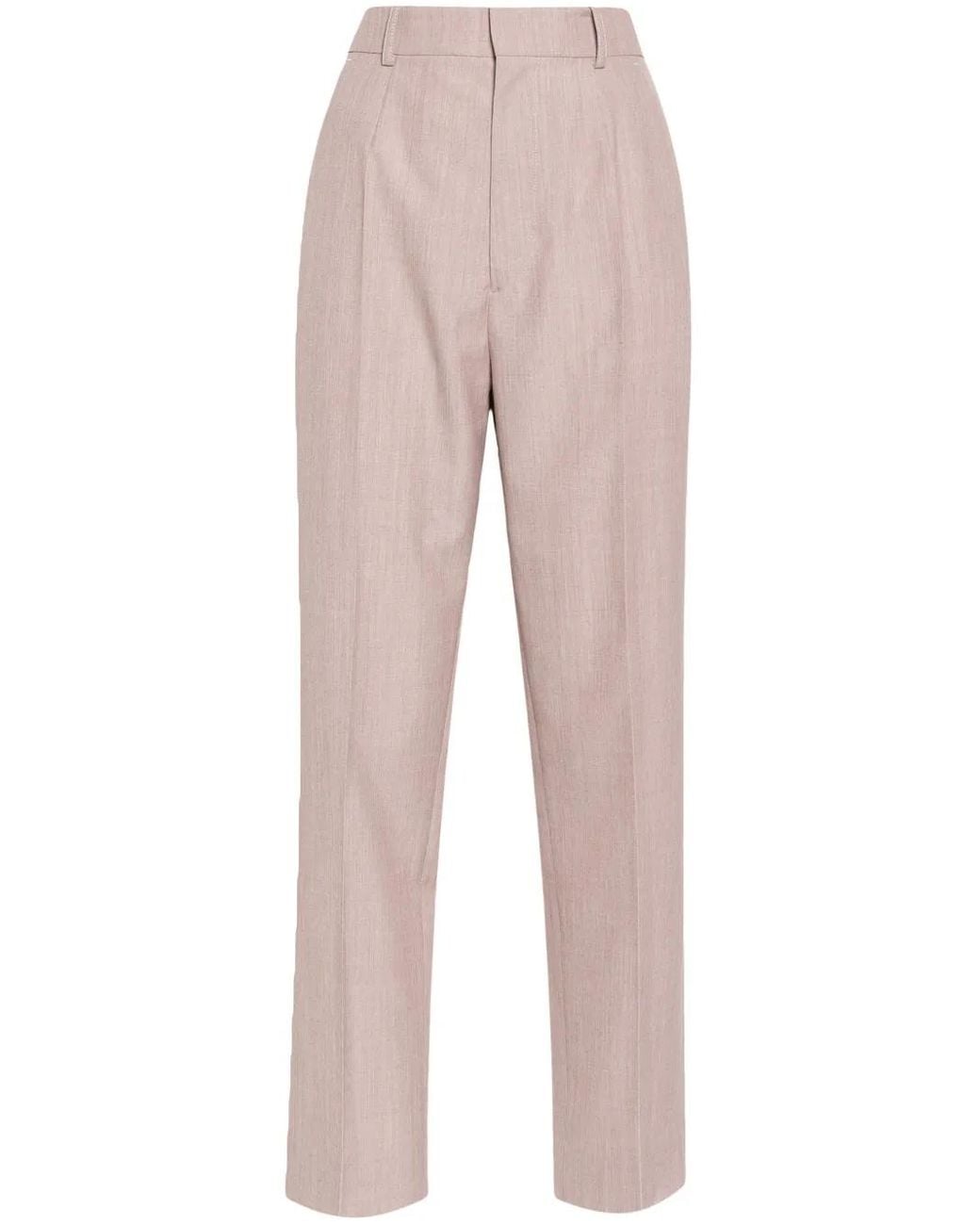 Victoria Beckham Pink Virgin Wool Straight-Leg Trousers