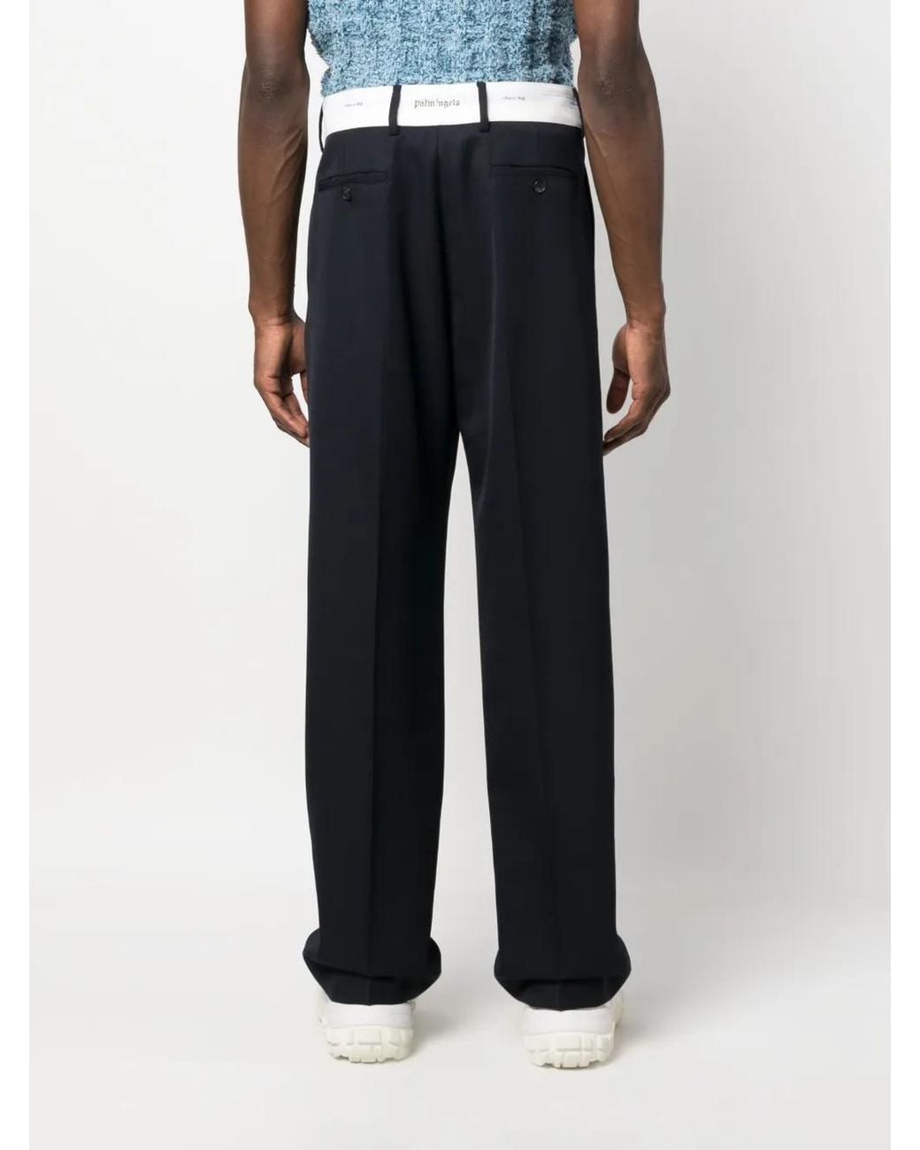Palm Angels Blue Sartorial Tape Chino Trousers for men