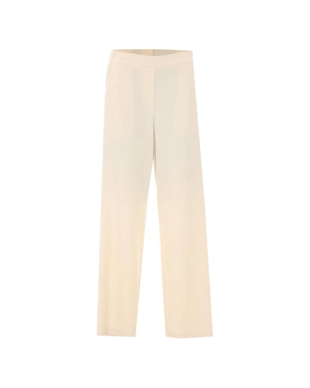 RUE DU BAC White Elasticated-Waistband Wide-Leg Trousers