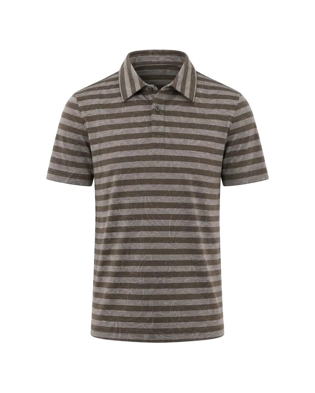 Byblos Gray Floral-Pattern Stripe-Print Polo Shirt for men