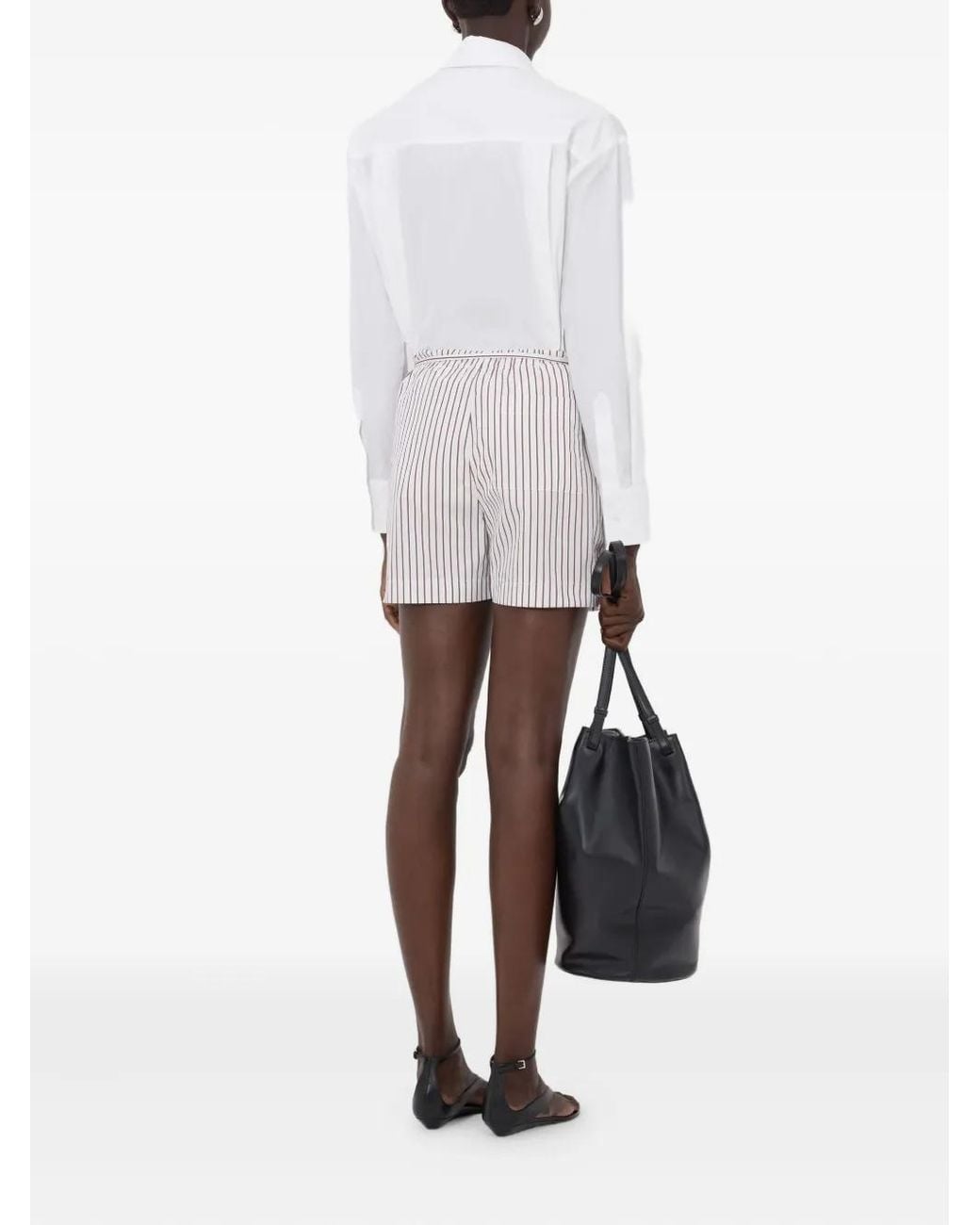 Loulou de Saison White Lory Striped Drawstring Shorts
