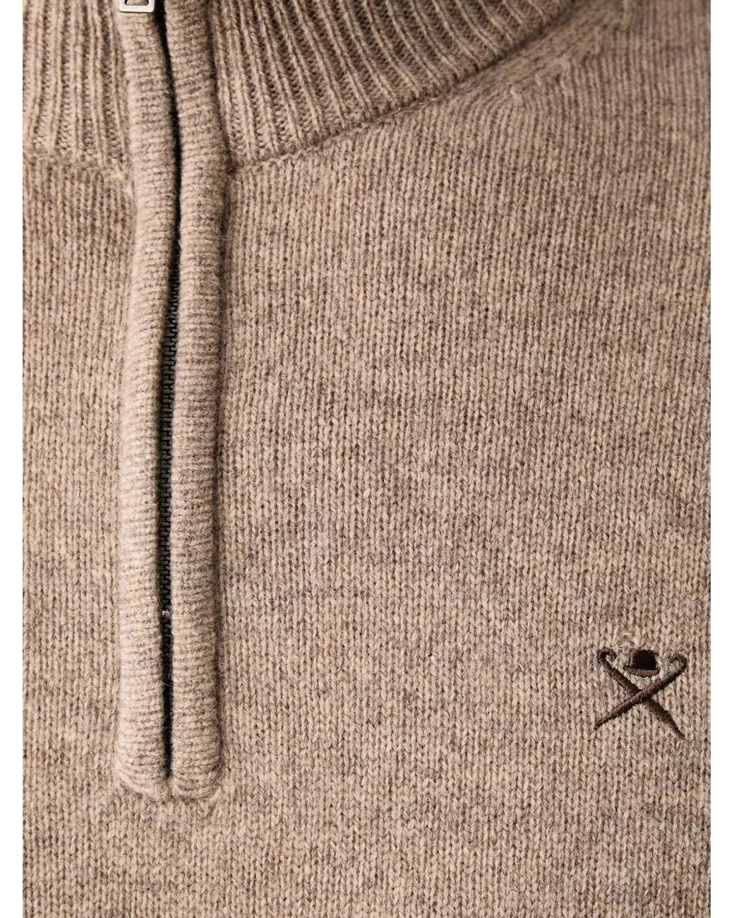 Hackett Natural Quarter-Zip Elbow-Patch Sweater for men
