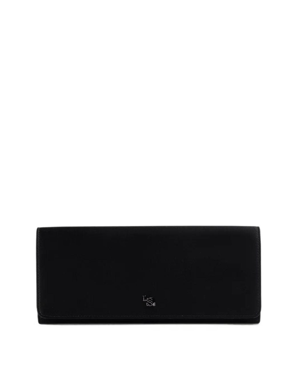 Le Silla Black Satin Logo-Plaque Clutch Bag