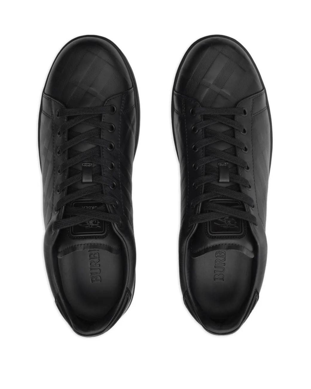 Burberry Black Embossed Check Leather Set Sneakers for men