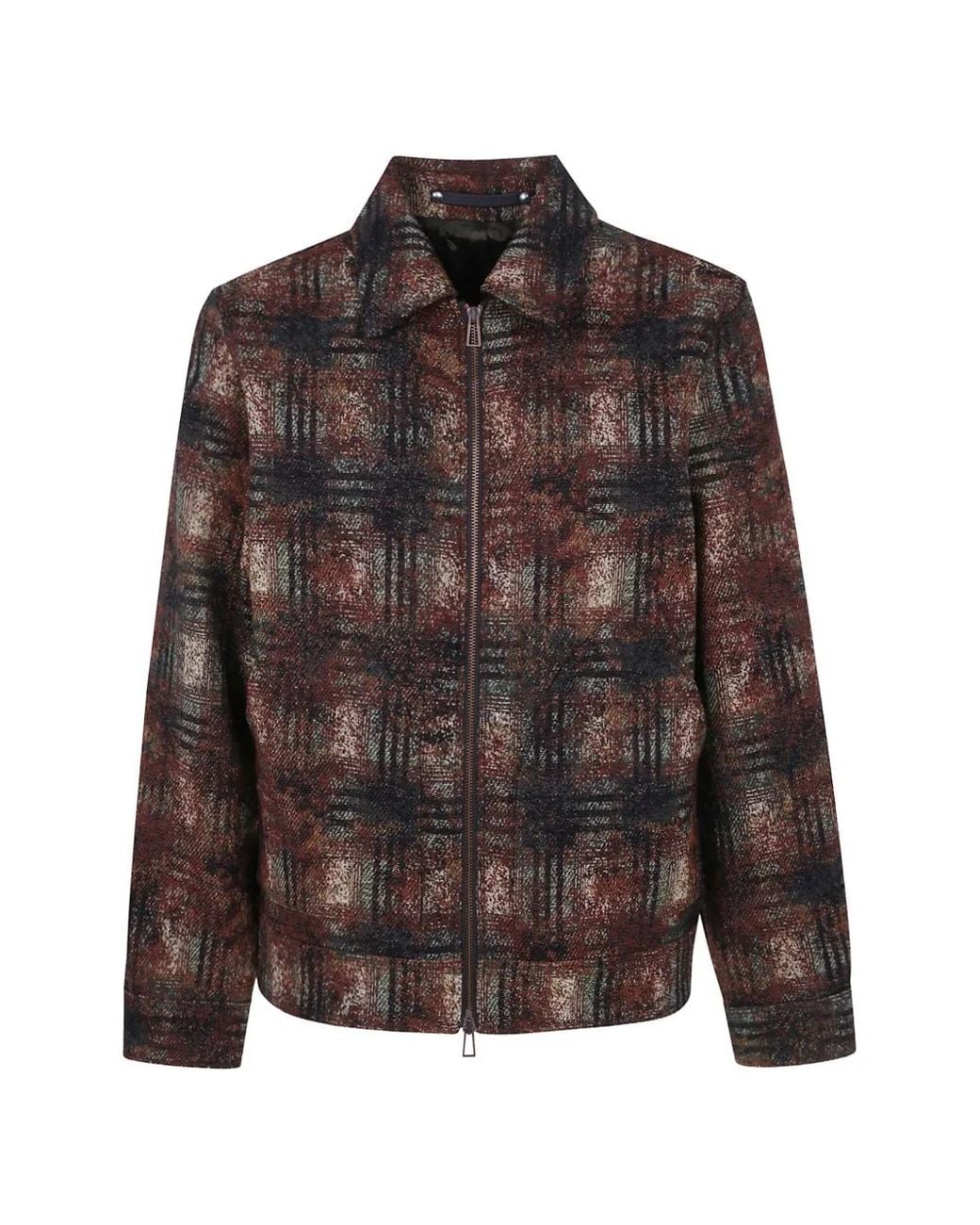 Paul Smith Brown Checked Zip-Up Jacket for men