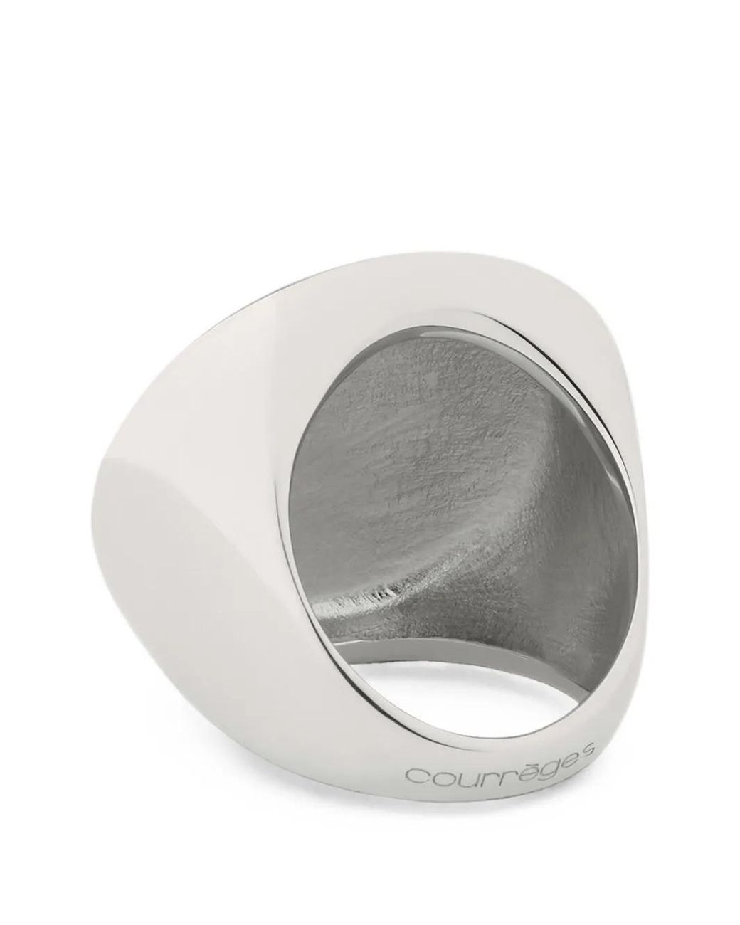 Courreges White Ac Logo-Plaque Ring