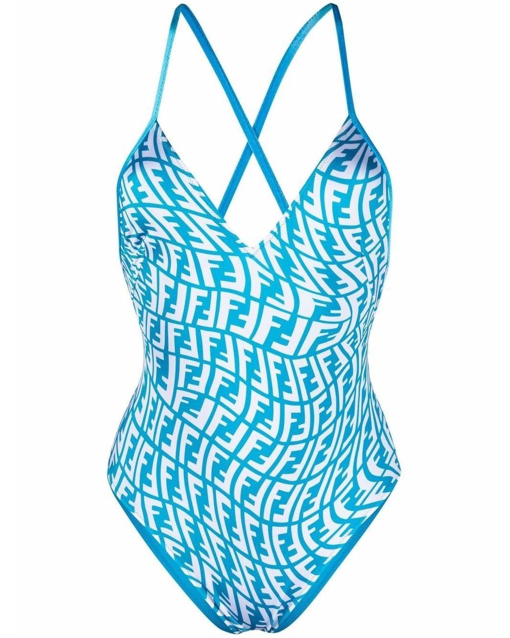 Fendi Ff Vertigo One piece Swimsuit in Blue Lyst