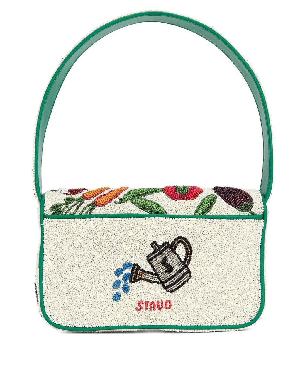 Staud Natural Small Tommy Beaded Shoulder Bag
