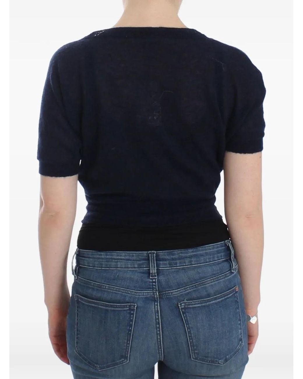 Ermanno Scervino Black V-Neck Short-Sleeve Cardigan
