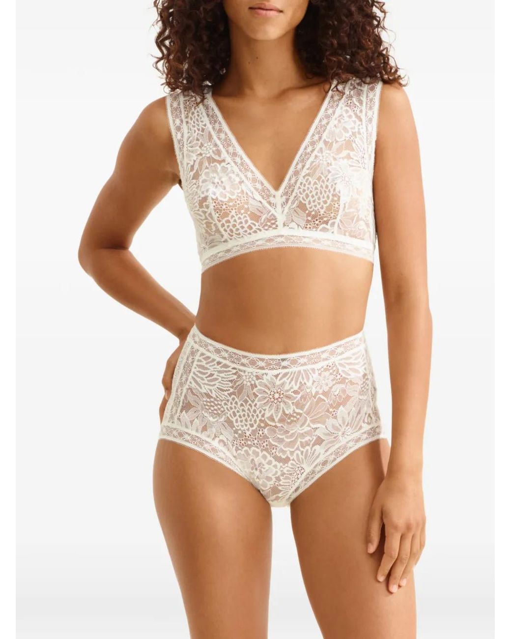 Eres White Volute High-Waisted Lace Briefs