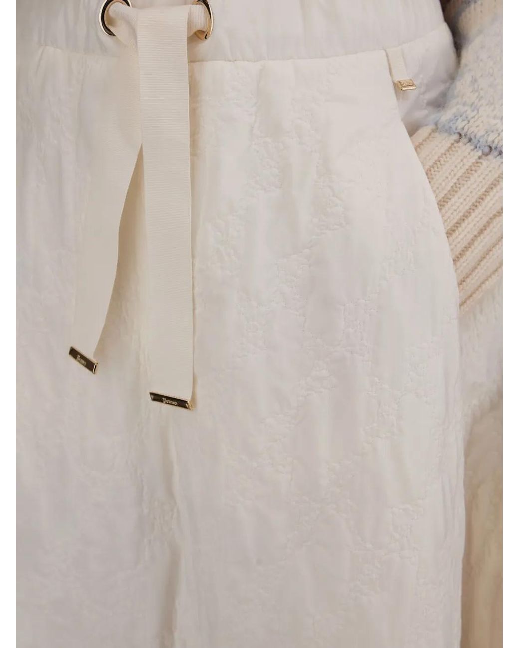 Herno White Padded Drawstring Maxi Skirt
