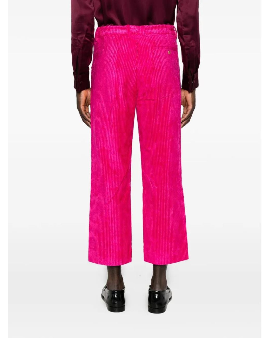 Sanderlak Pink Pantalon Court En Velours Côtelé