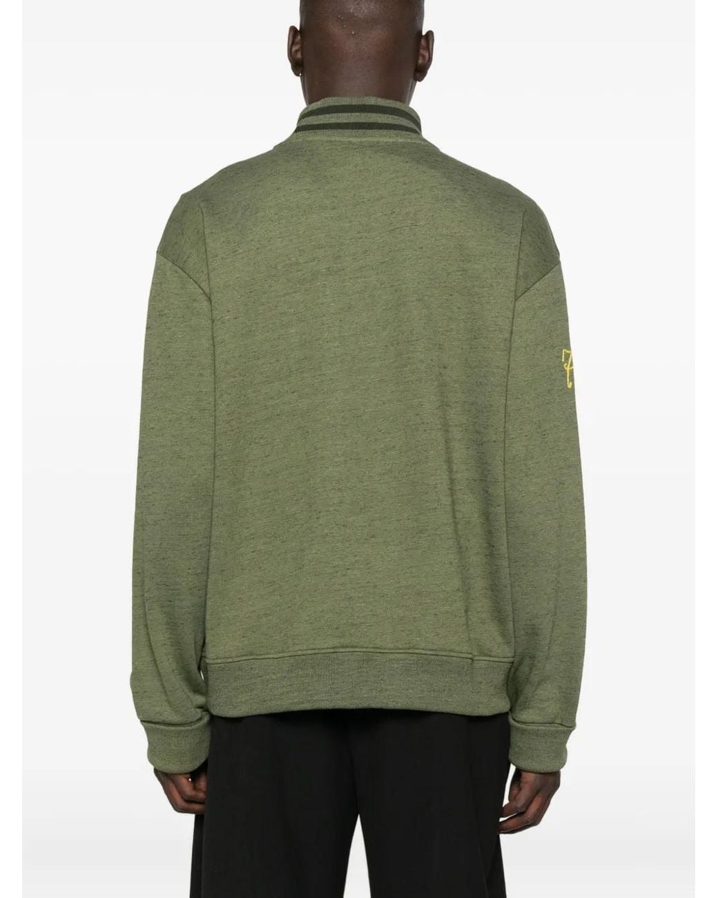 KENZO Green Paris Chainstitch-Embroidered V-Neck Cardigan for men