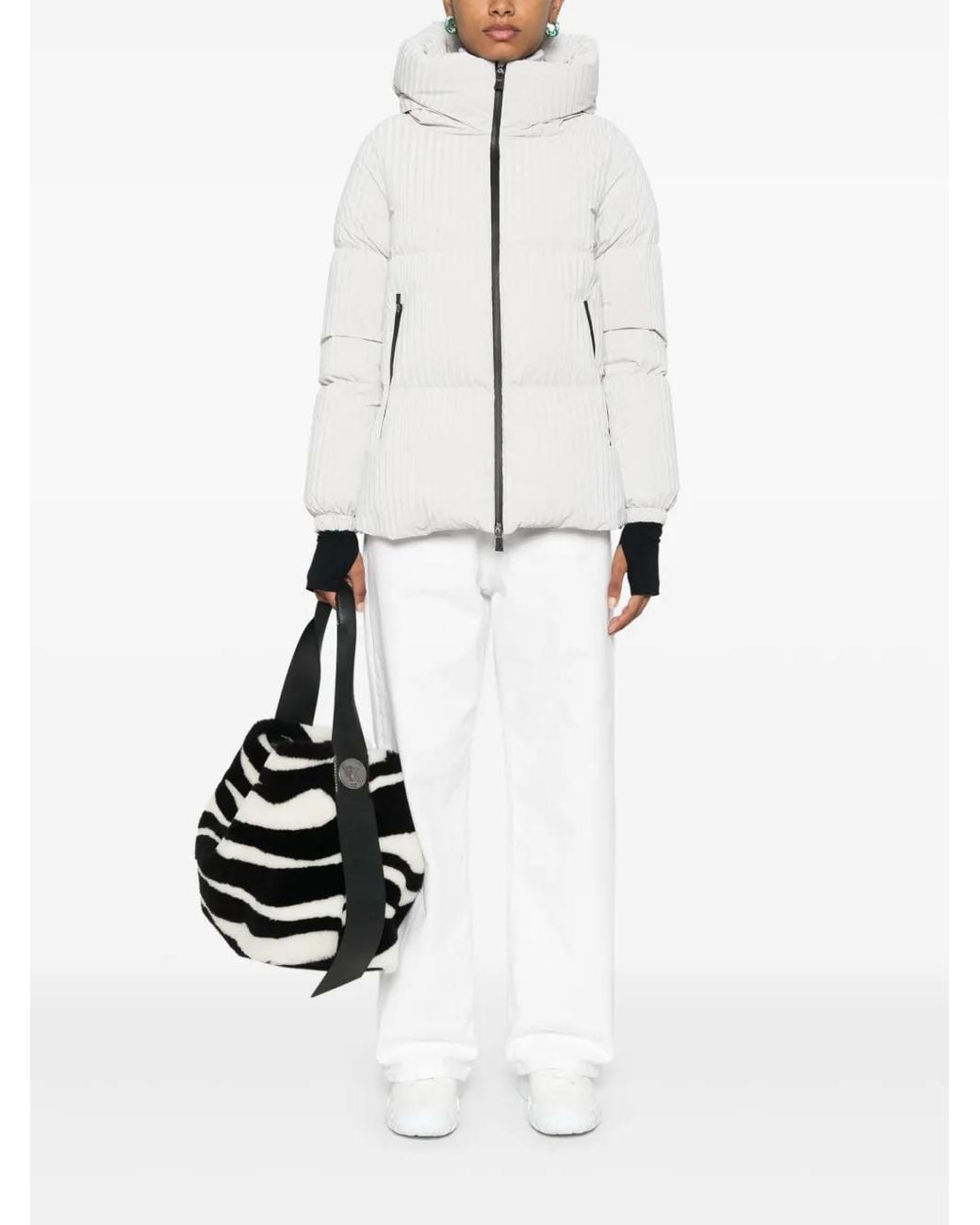 Herno White Matelassé-Effect Jumper Jacket