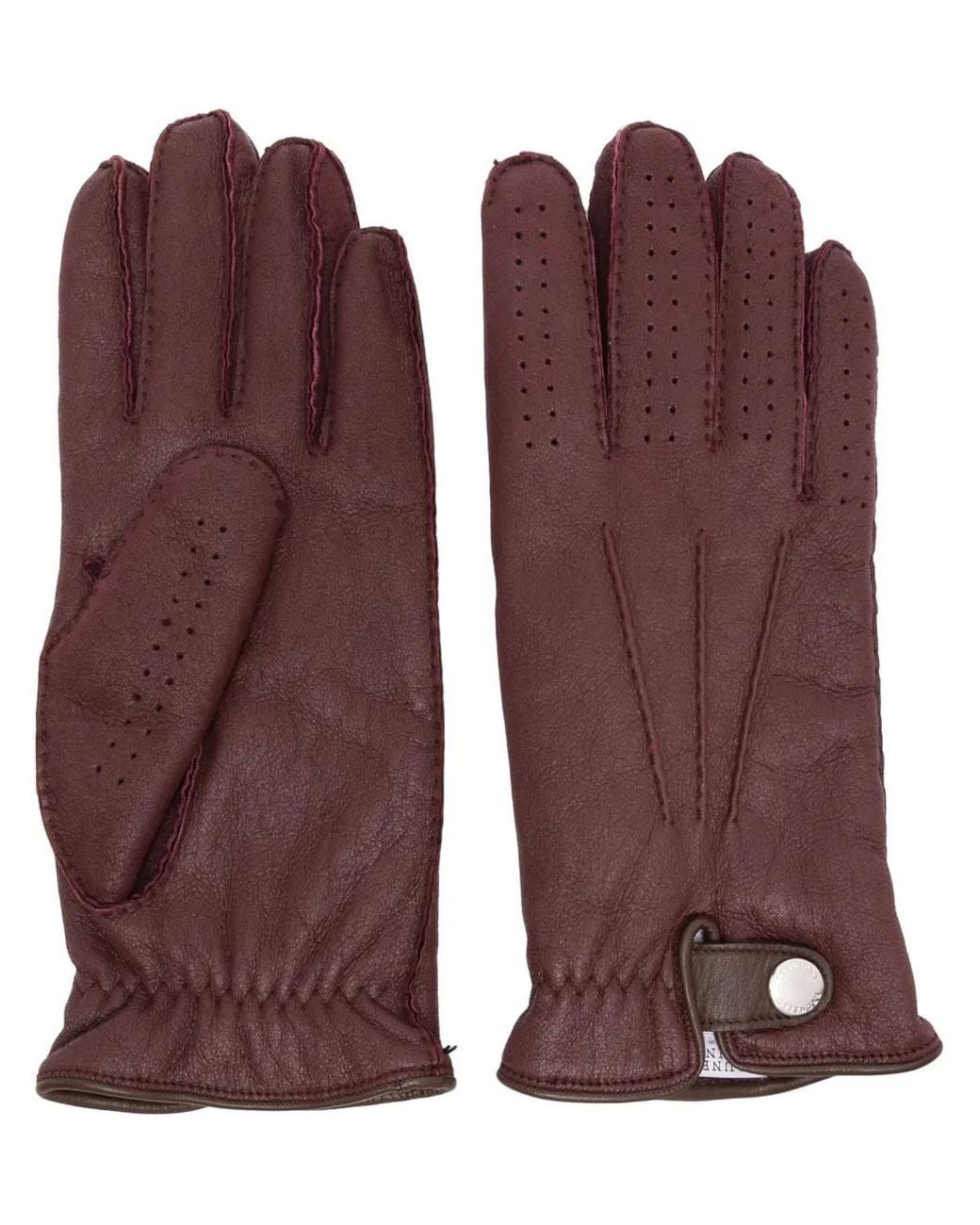 Brunello Cucinelli Purple Perforated-Detail Leather Gloves for men