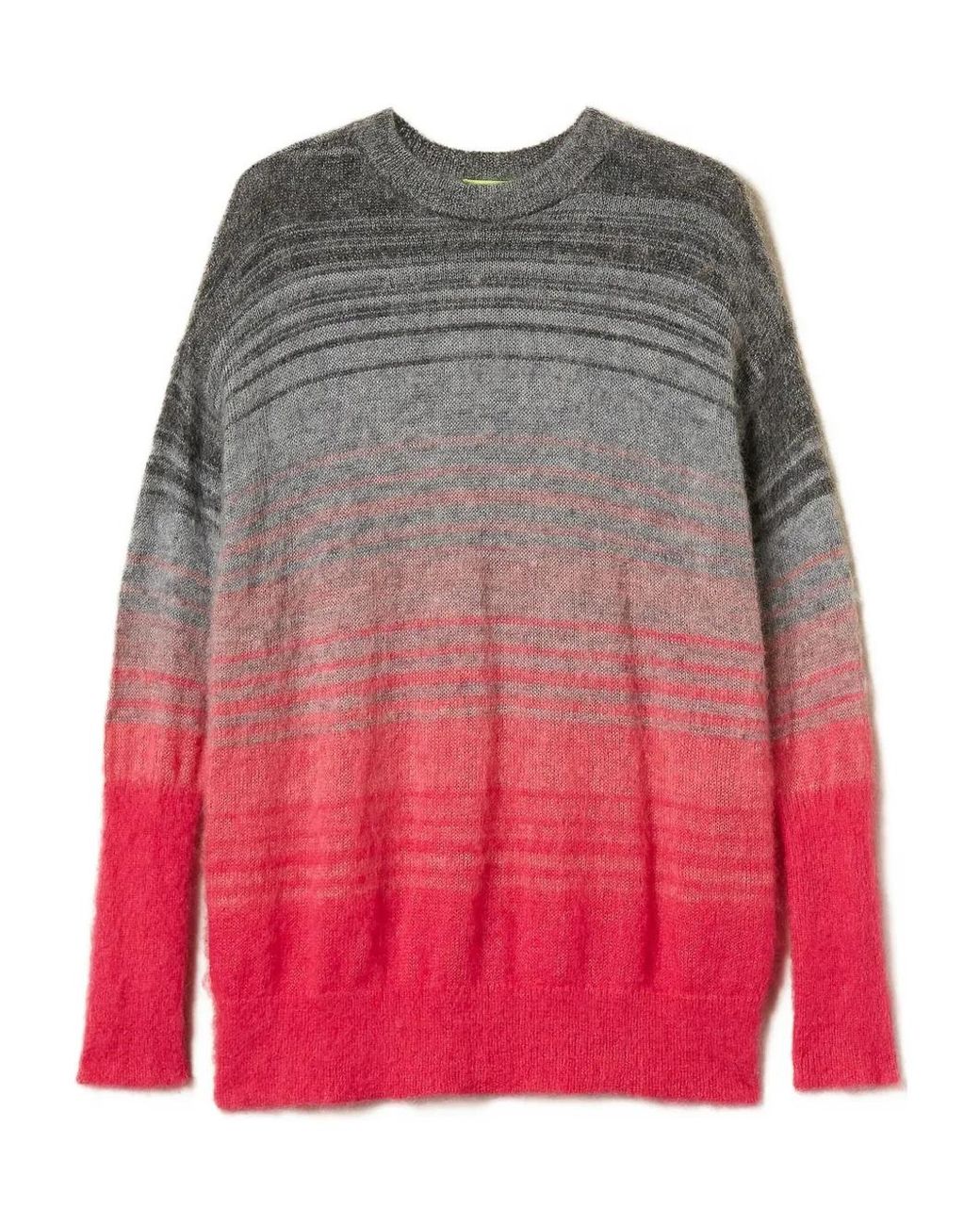 Twinset Gray Stripe-Pattern Sweater