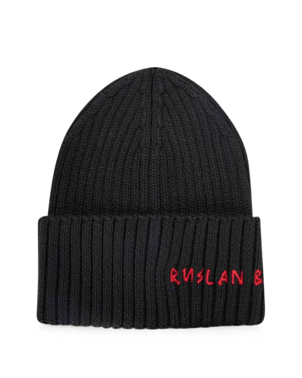 Ruslan Baginskiy Black Logo-Embroidered Ribbed Beanie Hat
