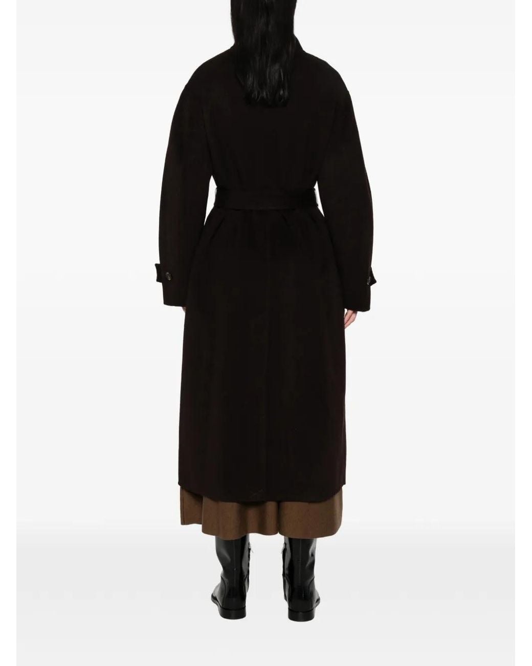 Soeur Black James Belted Button-Up Coat