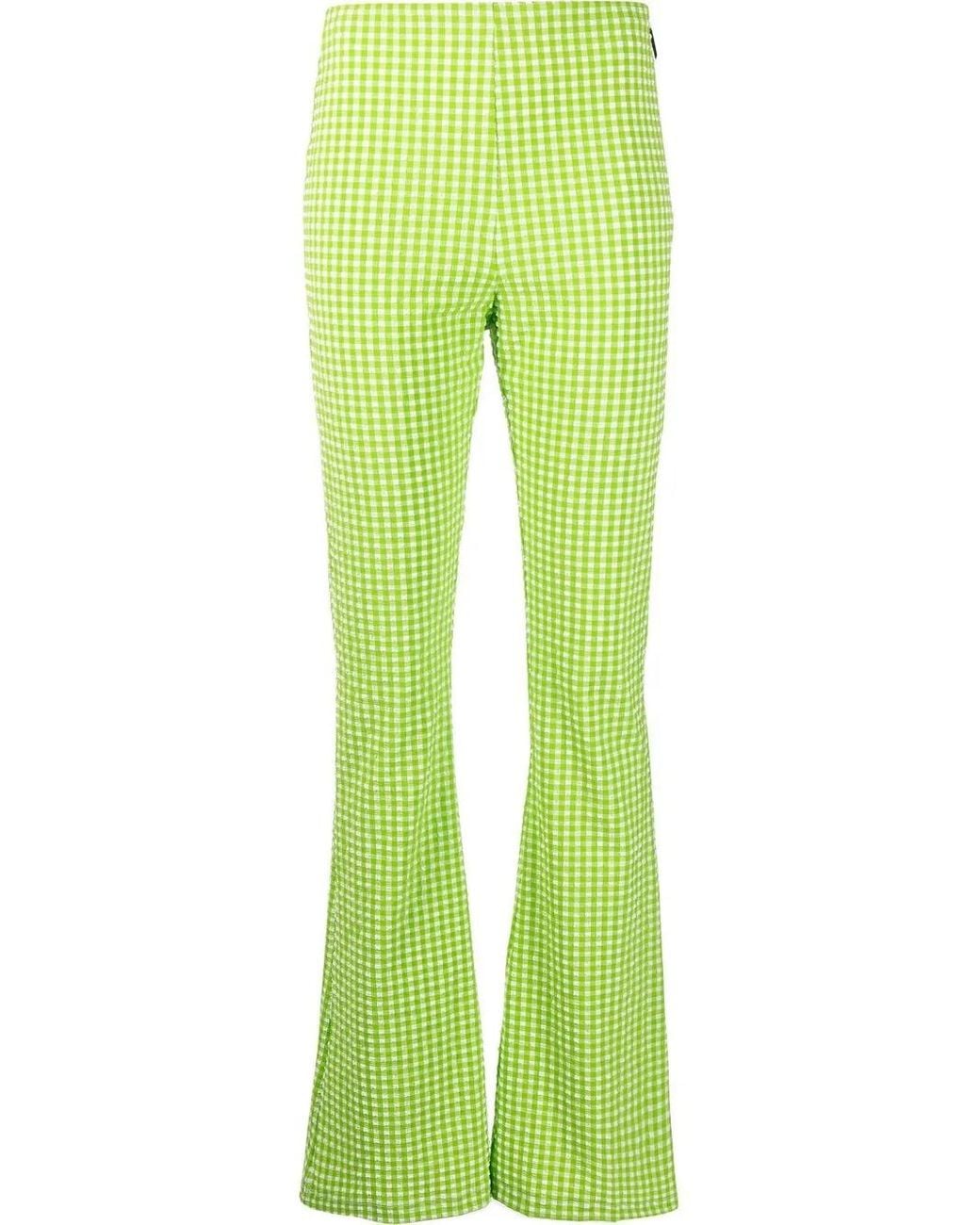 MSGM Green Schlaghose Mit Karomuster