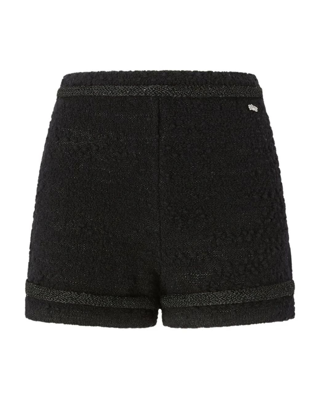 Genny Black Sequin-Embellished Tweed Shorts
