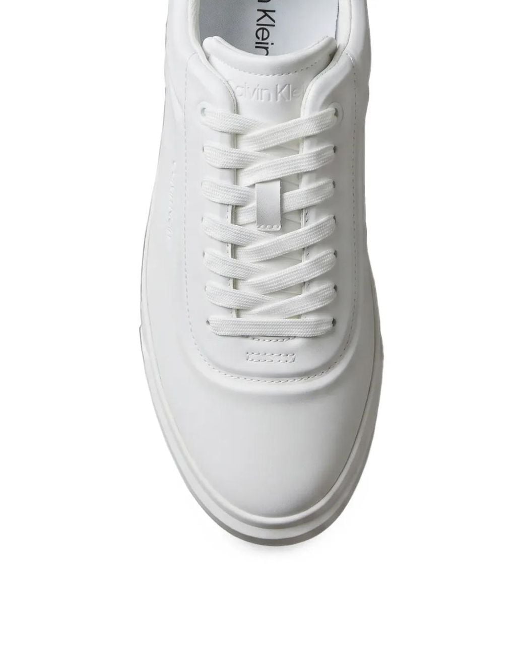 Calvin Klein White Signature Logo-Print Lace-Up Sneakers for men