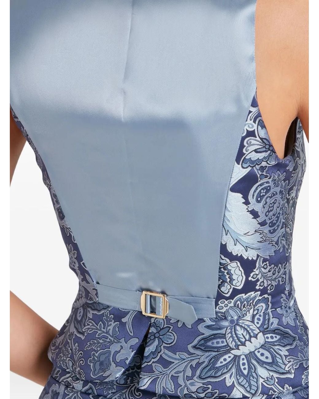 Temperley London Blue Floral-Print Buttoned Waistcoat
