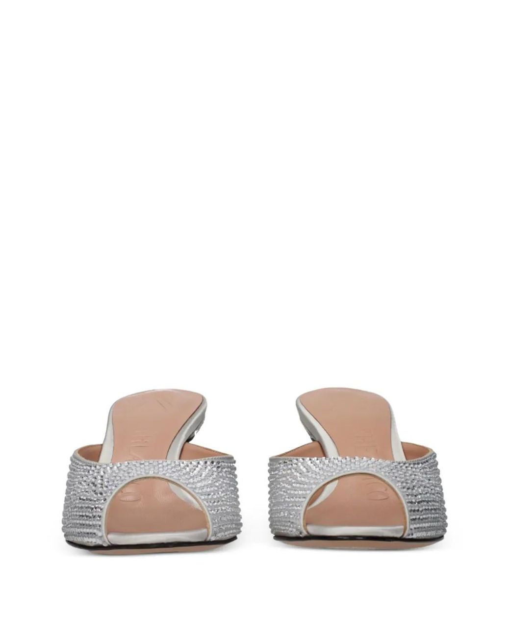 The Attico White Crystal-Embellished Satin Sandals
