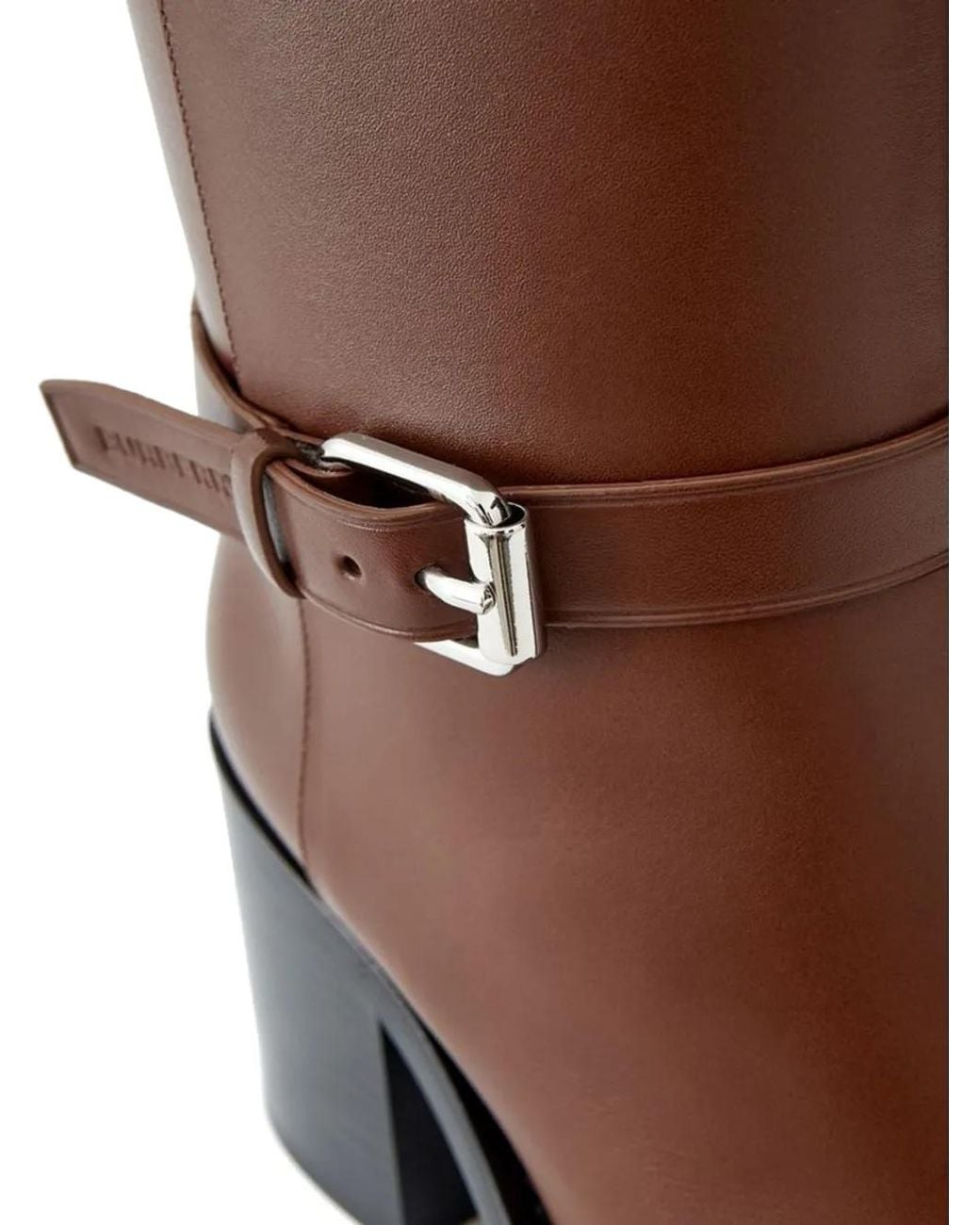 Burberry Brown Buckle-Detail Leather Ankle Boots