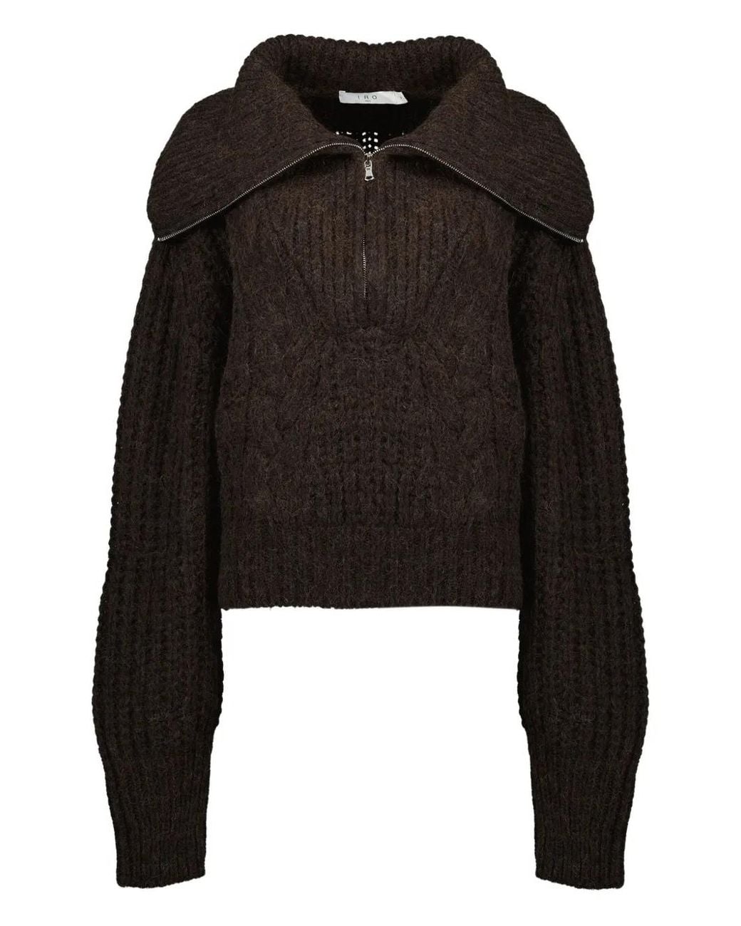 IRO Black Zip High-Neck Sweater