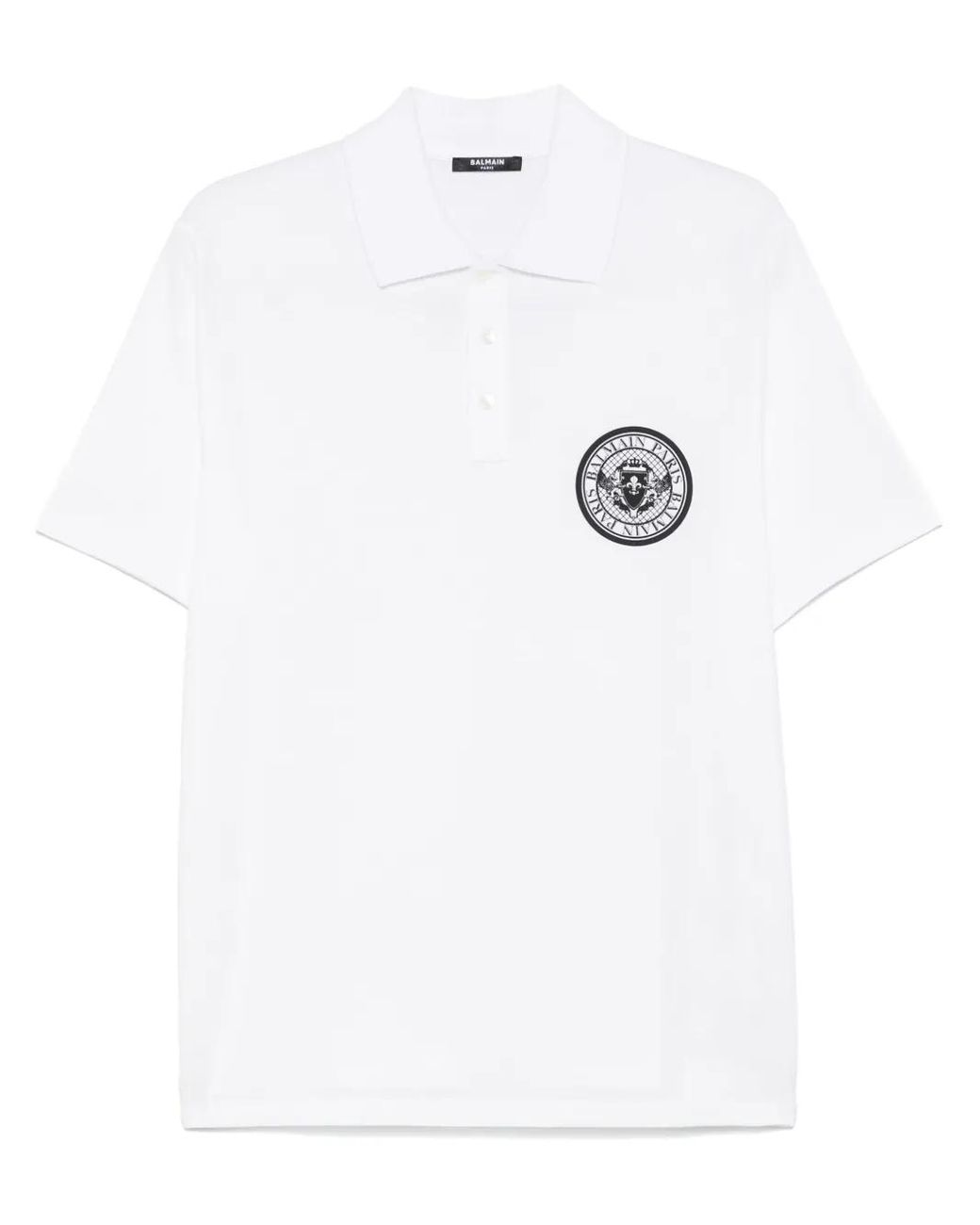 Polo Con Stampa di Balmain in White da Uomo