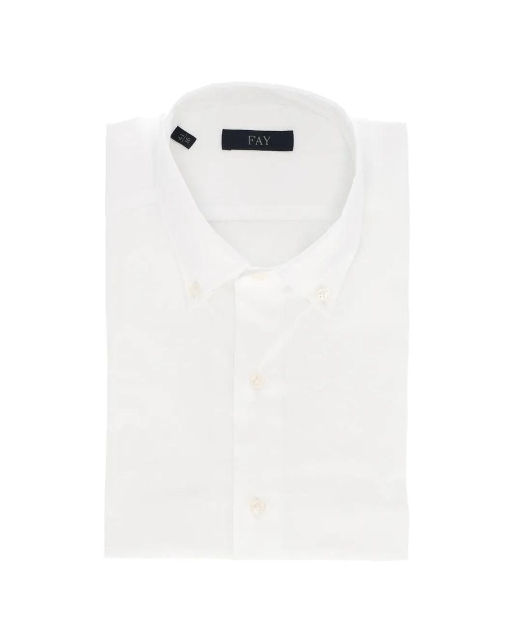 Fay White Button-Down Stretch-Cotton Shirt for men