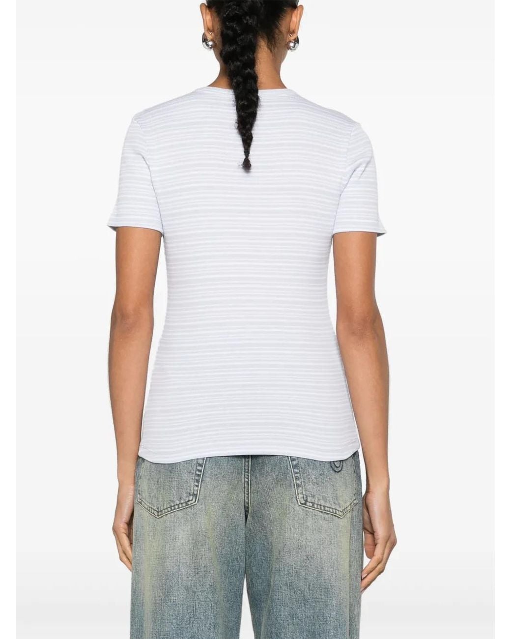 Filippa K White Striped Cotton T-Shirt