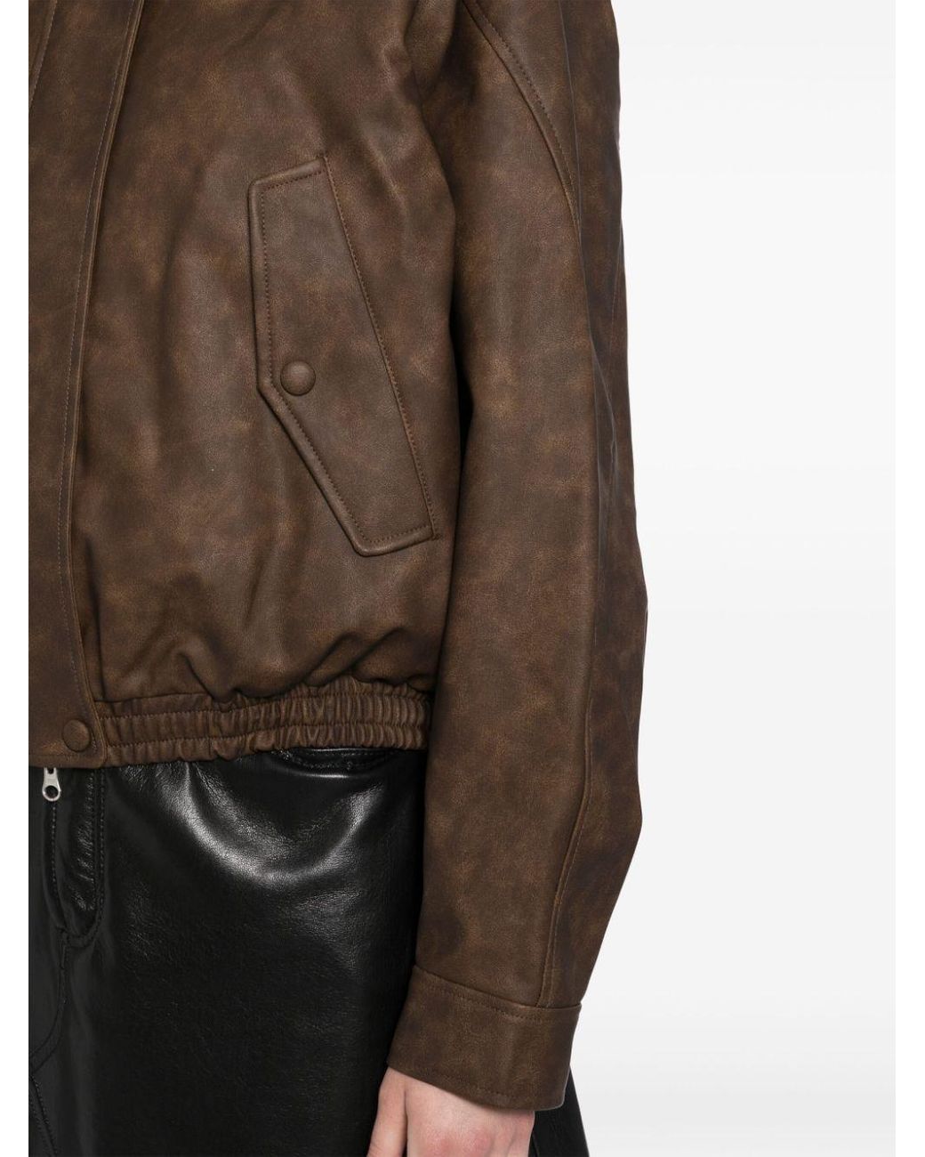 Low Classic High-Neck Zip Leather Jacket in Brown | Lyst