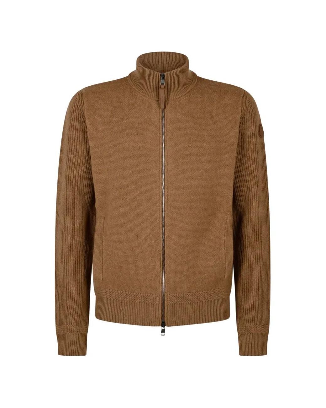 Moncler Brown Cardigan Zippé À Col Montant for men