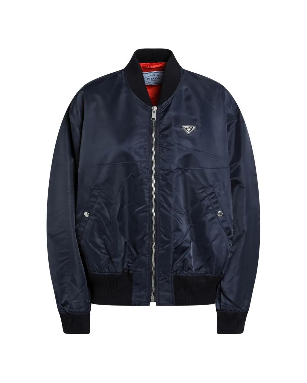 Prada Blue Logo-Plaque Zip-Up Jacket