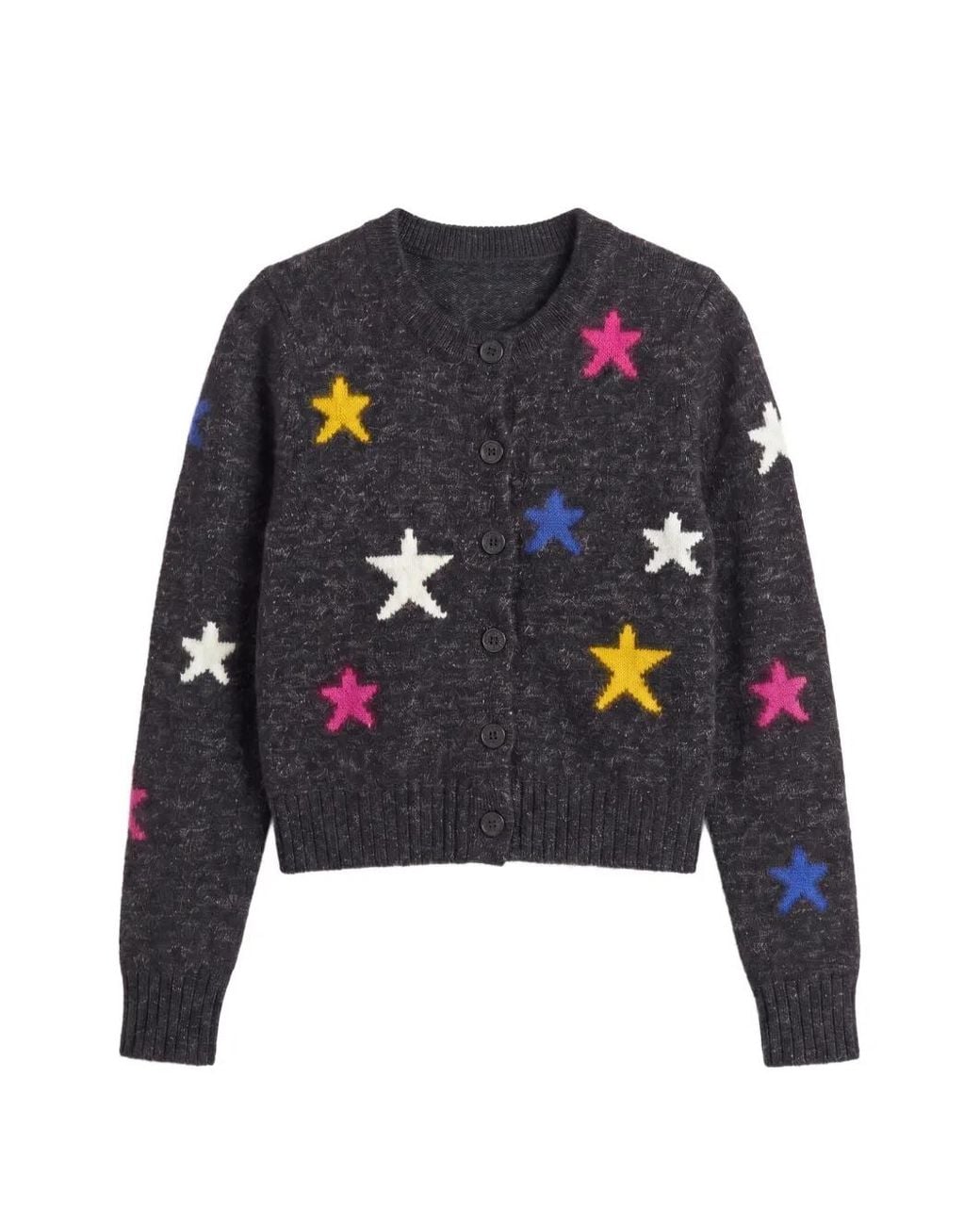 Chinti & Parker Blue Cardigan À Col Rond Et Motif Étoile En Intarsia