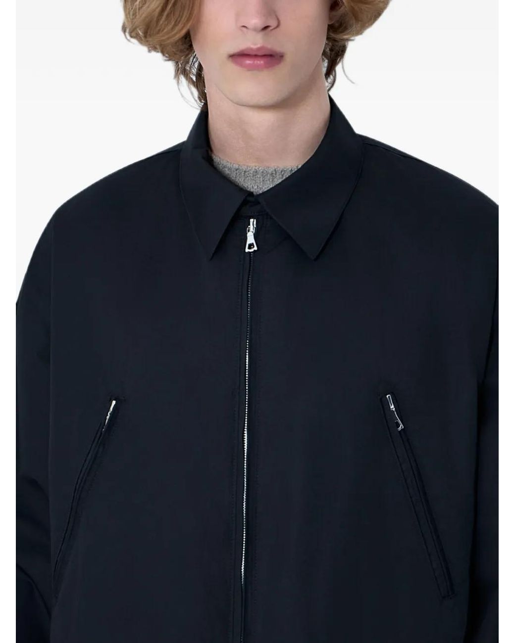 Rier Blue Zip-Up Multi-Pocket Jacket for men