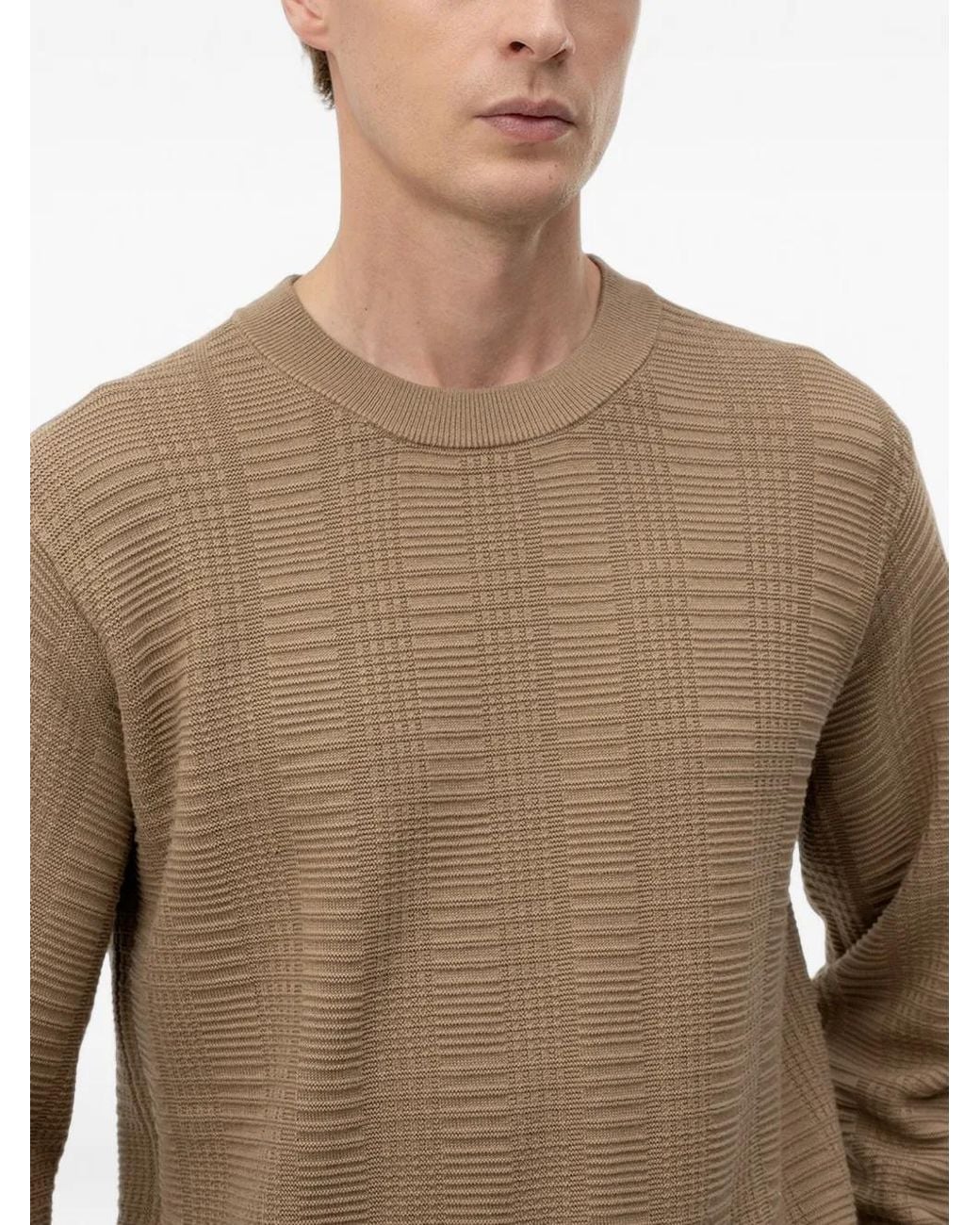 HUGO Brown Textured-Knit Sweater for men