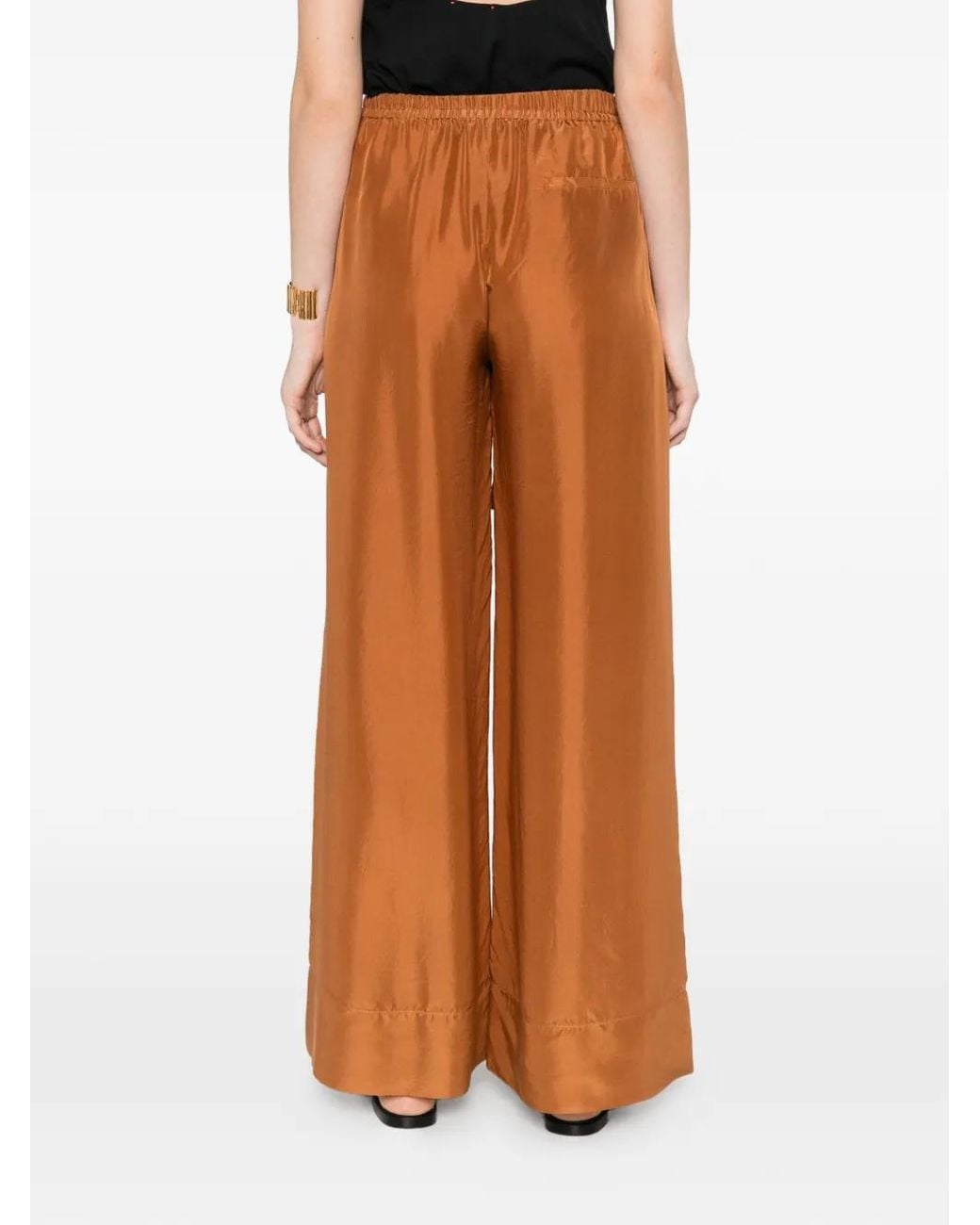 Forte_forte Brown Drawstring Satin Trousers