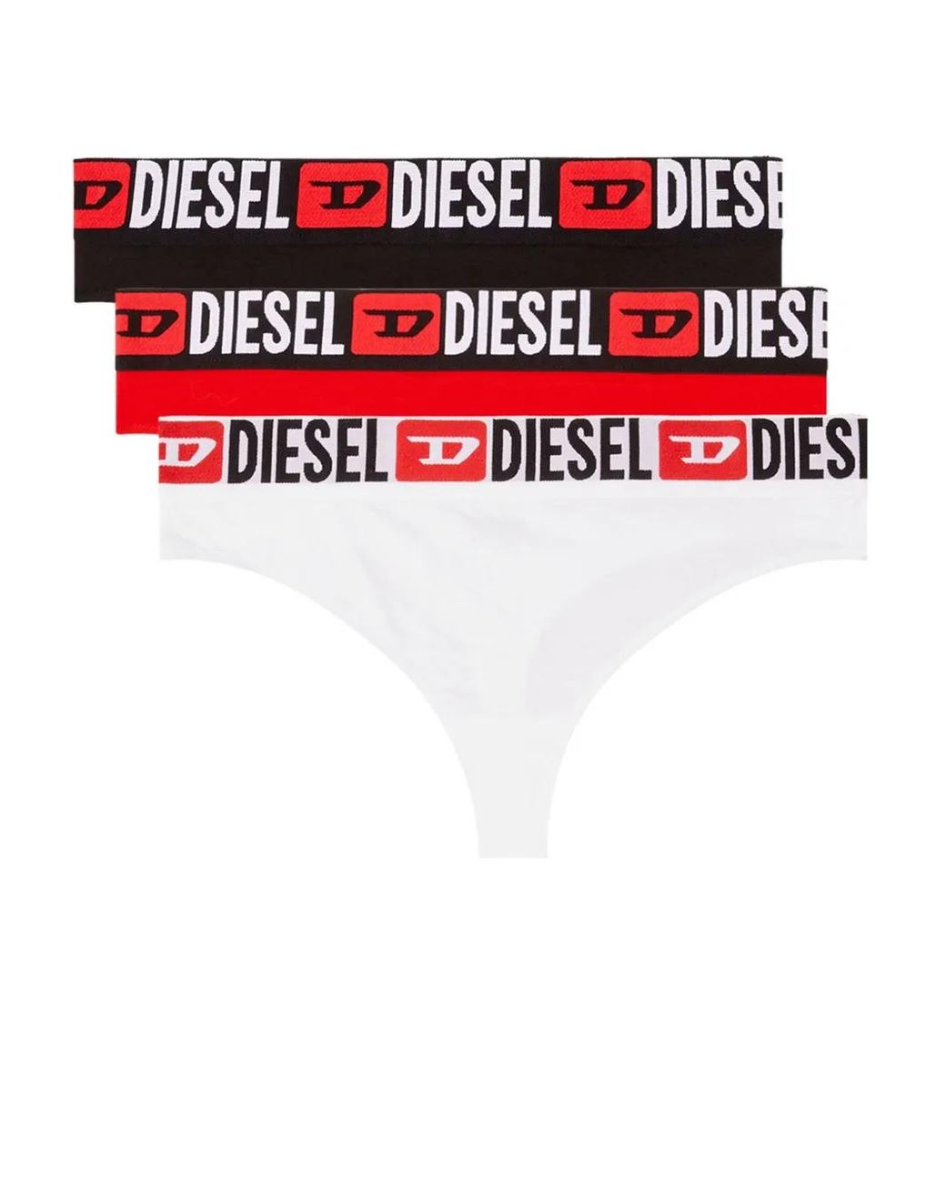 DIESEL Red 3-Pack Thongs With Logo Waist