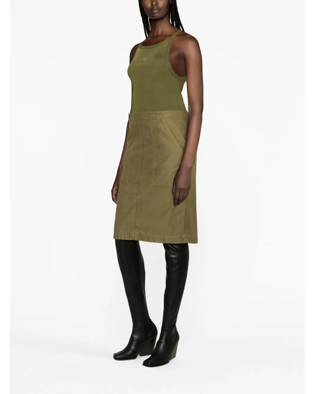 Givenchy Green Panelled Cargo Midi Dress