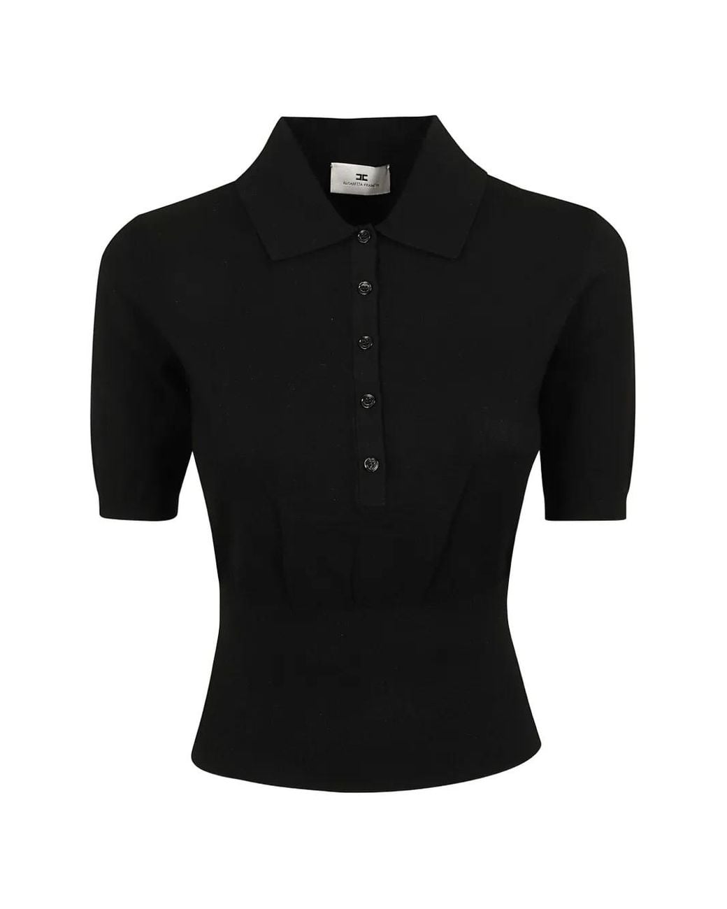 Elisabetta Franchi Black Knit Polo Shirt
