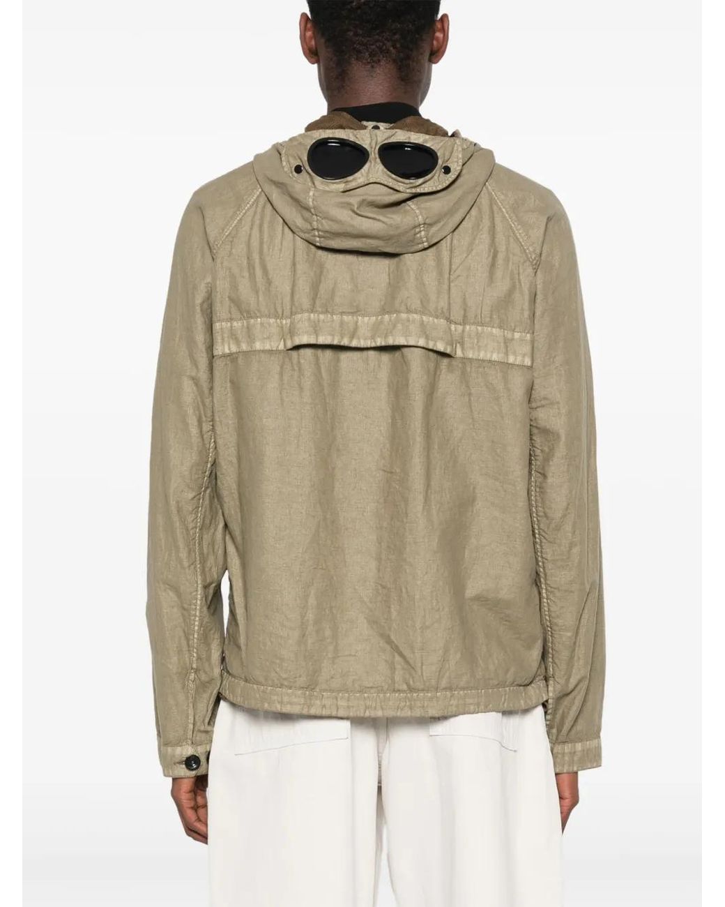 C P Company Natural Wax Googgle Linen Jacket for men