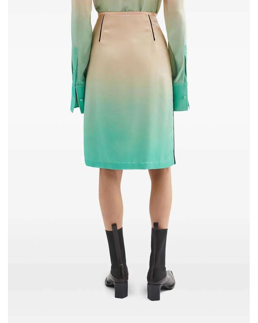 Jil Sander Green Gradient-Effect Skirt