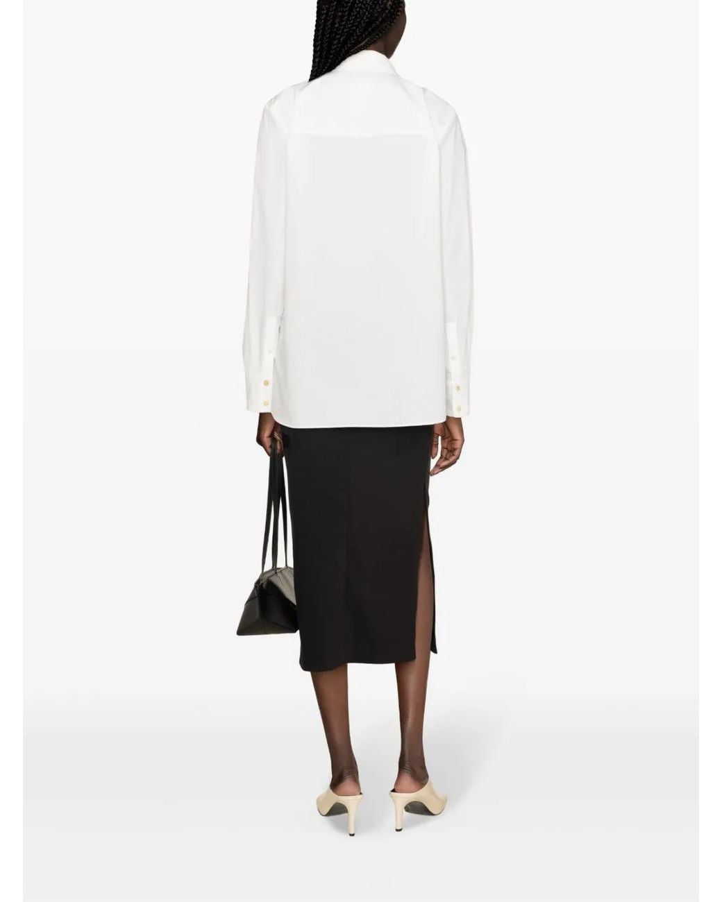 Khaite White Pointed-Collar Cotton Shirt