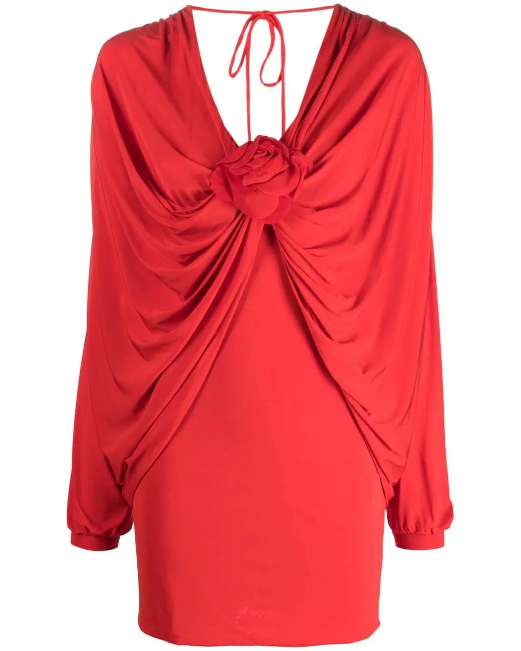 GIUSEPPE DI MORABITO Red Flower-Detail Ruched Minidress