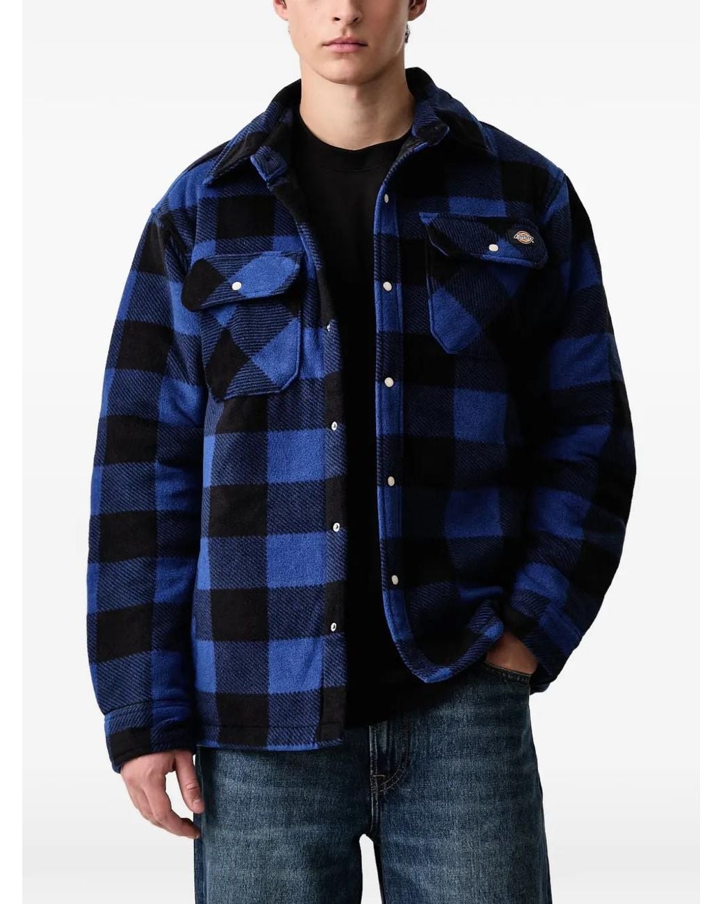 Dickies Blue Check-Pattern Padded Jacket for men